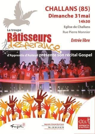 Dimanche 31 Mai Gospel par les jeunes Bâtisseurs d’Espérance